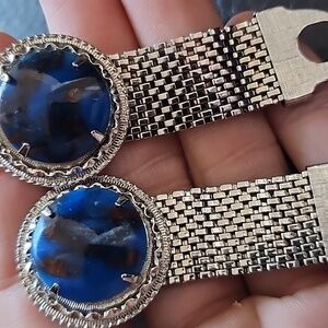 VTG Silver and Blue Cufflinks